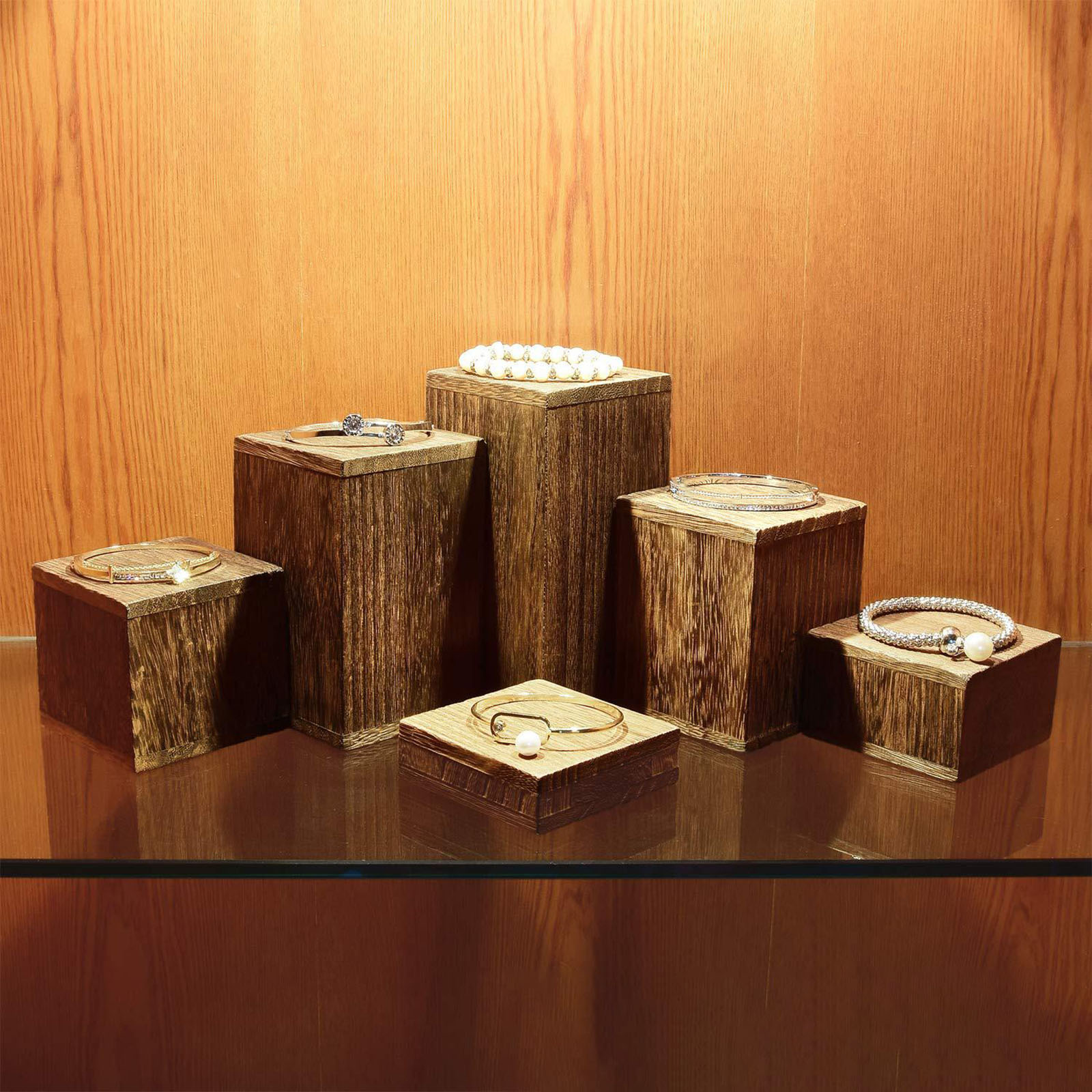 Desk Setup Wood - Espositore per Statuette, Scaffale Portaoggetti in