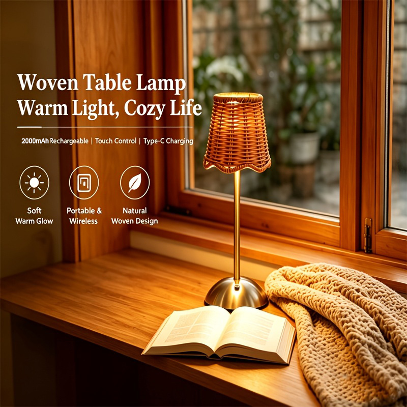 Desk Setup Lighting - Lampada da Tavolo Artistica in Rattan