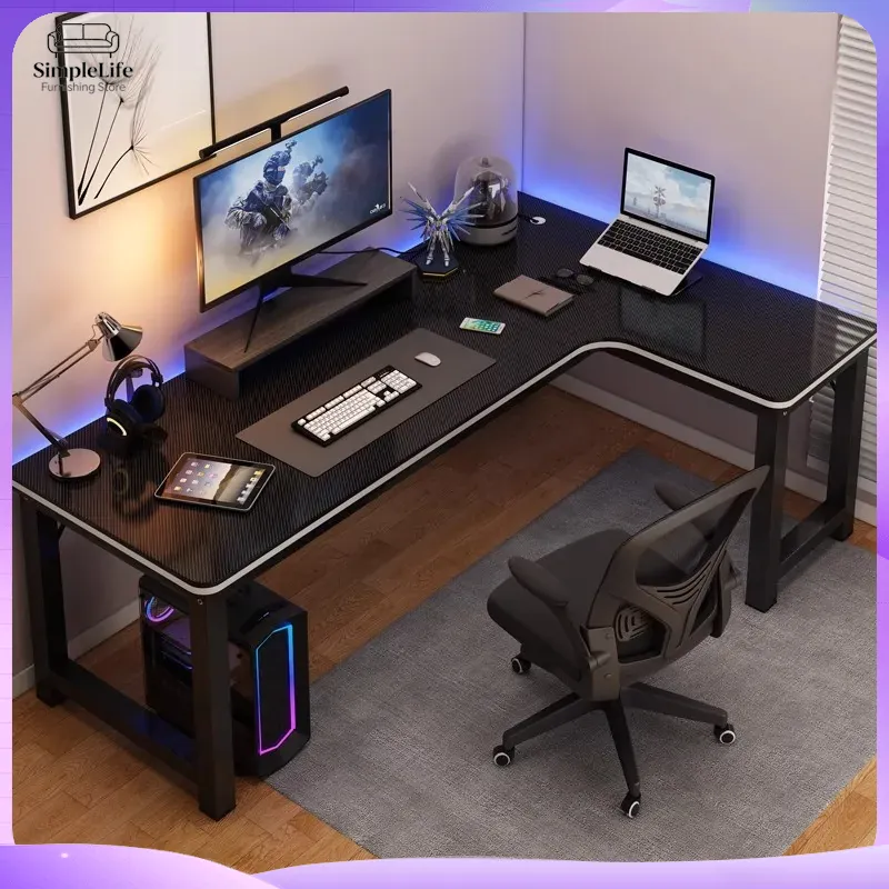 Desk Setup With Laptop And Monitor - Scrivania da Gaming ad Angolo, Scrivania